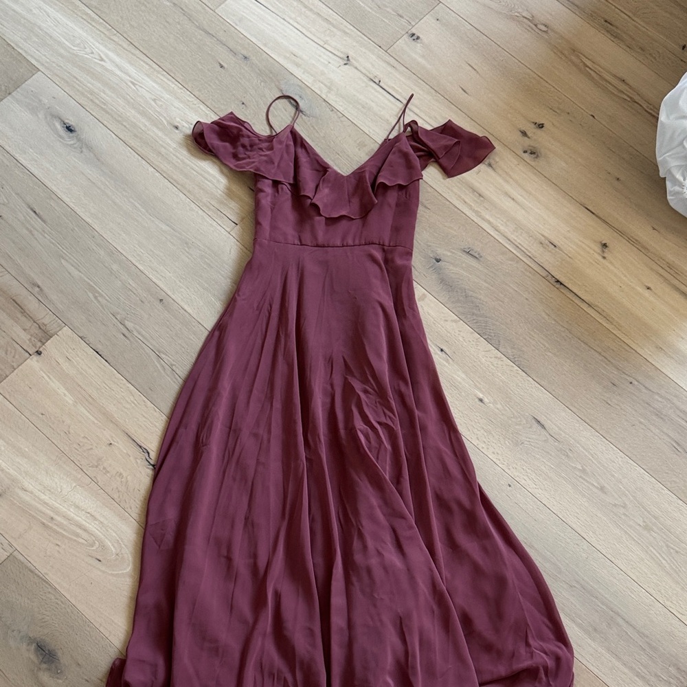 Jenny Yoo Dusty Rose Ruffle Maxi Dress